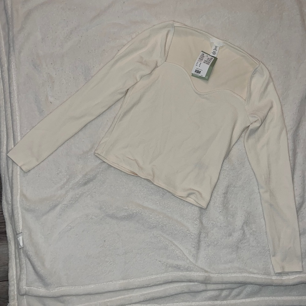 Cream color long sleeve blouse size medium